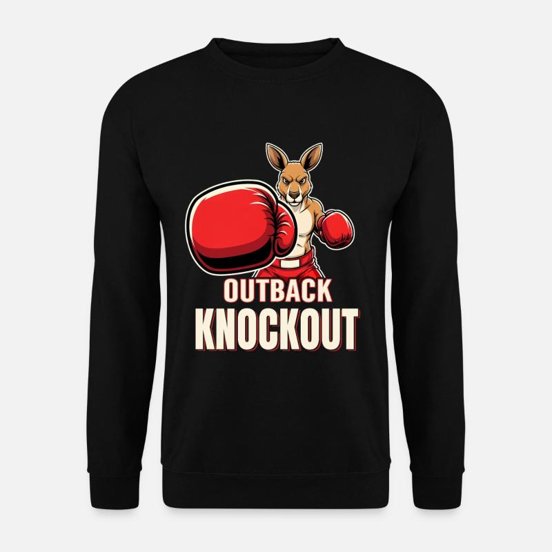 Outback Knockout Cartoon Kangaroo Boxer - Unisex Sweatshirt - black