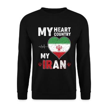 Heart for Iran Flag Heart - Unisex Sweatshirt - black - Front - Alina (178cm) & Michal (187cm)