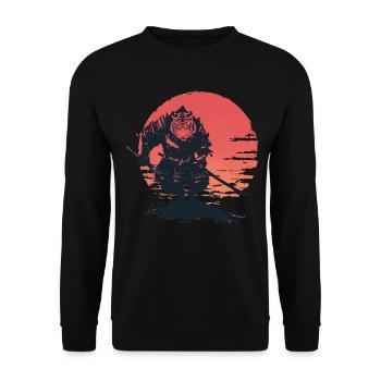 Tiger Samurai au Coucher du Soleil - Sweat-shirt Unisexe - noir - Devant - Alina (178cm) & Michal (187cm)