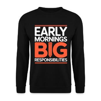 Professeur principal Early Morning Conseiller de classe - Sweat-shirt Unisexe - noir - Devant - Alina (178cm) & Michal (187cm)