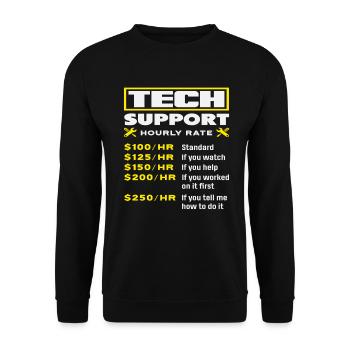 Support technique Liste de prix horaires Informatique - Sweat-shirt Unisexe - noir - Devant - Alina (178cm) & Michal (187cm)