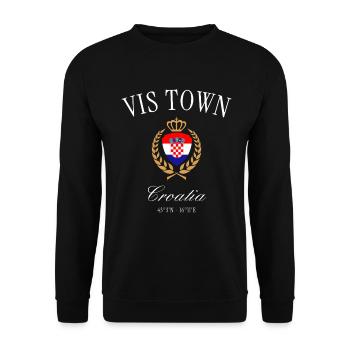 Vis Croatia Coat of Arms Crown – Travel Souvenir - Unisex Sweatshirt - black - Front - Alina (178cm) & Michal (187cm)