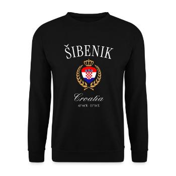 Couronne des armoiries de Croatie de Šibenik – Souvenir de voyage - Sweat-shirt Unisexe - noir - Devant - Alina (178cm) & Michal (187cm)