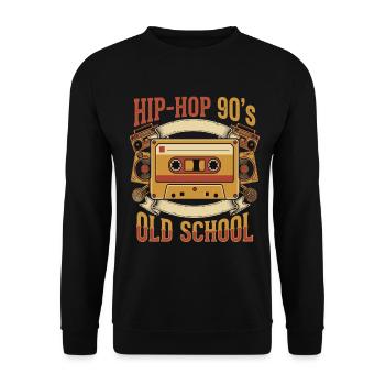 Hip Hop 90s Old School Cassette Retro - Unisex Sweatshirt - black - Front - Alina (178cm) & Michal (187cm)