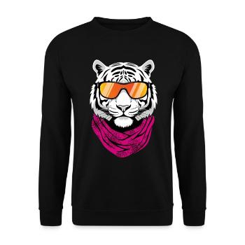 Lunettes de soleil Tigre Blanc Cool - Sweat-shirt Unisexe - noir - Devant - Alina (178cm) & Michal (187cm)