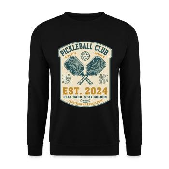 Pickleball Club Est 2024 Funny Player Love - Unisex Sweatshirt - black - Front - Alina (178cm) & Michal (187cm)