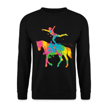 Cavalier Cheval Coloré Volti - Sweat-shirt Unisexe - noir - Devant - Alina (178cm) & Michal (187cm)