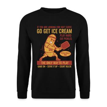 Pickleball, lustiger Spieler, Pickle Ball spielt Liebe. - Unisex Pullover - Schwarz - Vorne - Alina (178cm) & Michal (187cm)