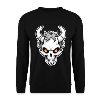 Horned Skull Ember Eyes - Unisex Pullover - Schwarz - Vorne - Alina (178cm) & Michal (187cm)