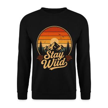 Reste Sauvage Retro Montagnes Coucher de soleil vintage - Sweat-shirt Unisexe - noir - Devant - Alina (178cm) & Michal (187cm)