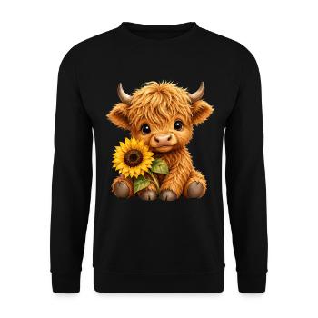 Highland Cow, Highland Cattle, Highland Cow, Sunflower - Unisex Sweatshirt - black - Front - Alina (178cm) & Michal (187cm)