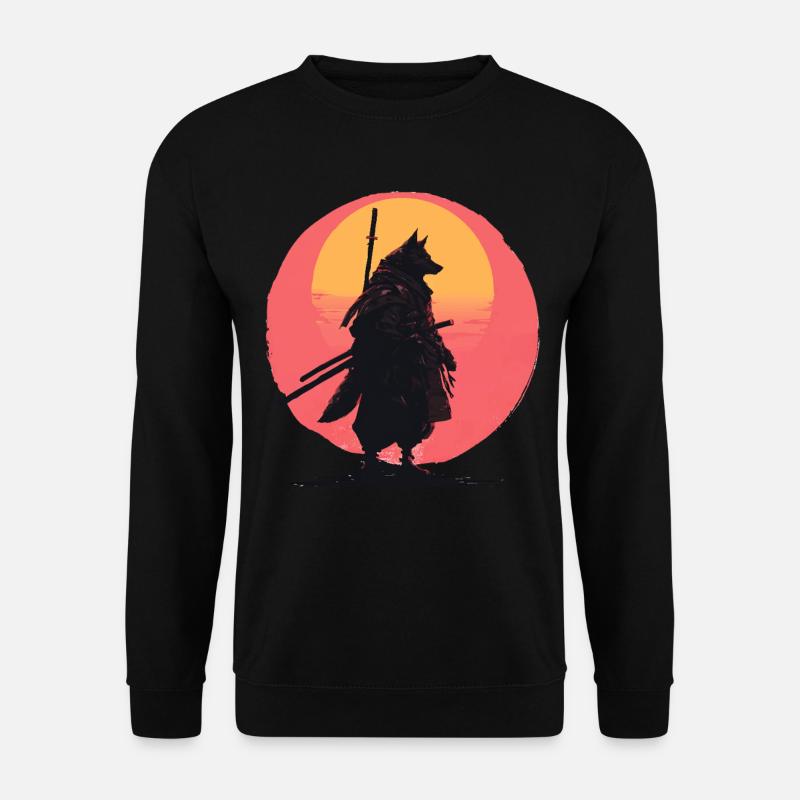 Wolf Sunset Samurai Rider - Unisex Sweatshirt - black