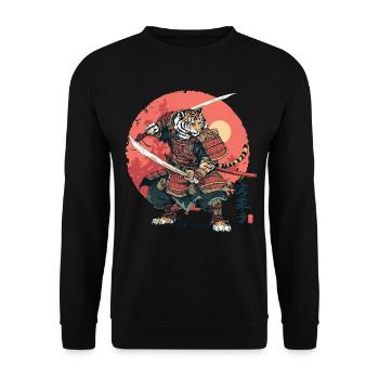 Tiger Samurai in Crimson Armor - Unisex Sweatshirt - black - Front - Alina (178cm) & Michal (187cm)