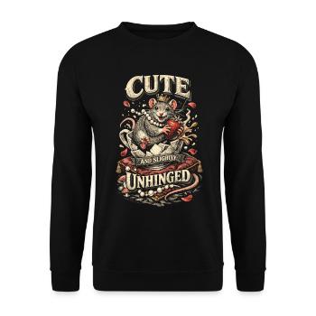 Farbratte Hausratte Cute And Slightly Unhinged - Unisex Pullover - Schwarz - Vorne - Alina (178cm) & Michal (187cm)
