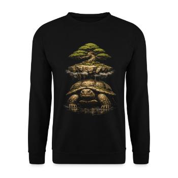 Bonsaibaum Schildkröte - Unisex Pullover - Schwarz - Vorne - Alina (178cm) & Michal (187cm)