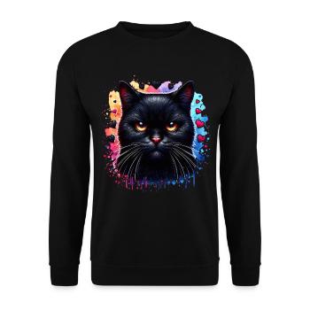 Black cat - Unisex Sweatshirt - black - Front - Alina (178cm) & Michal (187cm)