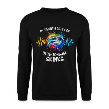 Blauzungenskink Herzlinie - Unisex Pullover - Schwarz - Vorne - Alina (178cm) & Michal (187cm)