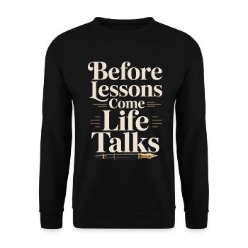 Professeur principal Avant que les cours ne viennent l’éducation - Sweat-shirt Unisexe - noir - Devant - Alina (178cm) & Michal (187cm)