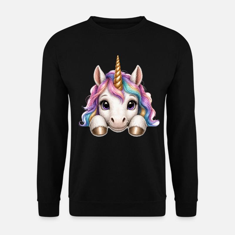 Einhorn mit Regenbogenmähne - Unisex Pullover - Schwarz