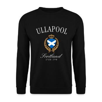 Ullapool Scotland Coat of Arms Crown – Travel Souvenir - Unisex Sweatshirt - black - Front - Alina (178cm) & Michal (187cm)