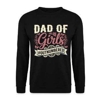 Dad of Girls Flowers Vintage Dad - Unisex Sweatshirt - black - Front - Alina (178cm) & Michal (187cm)