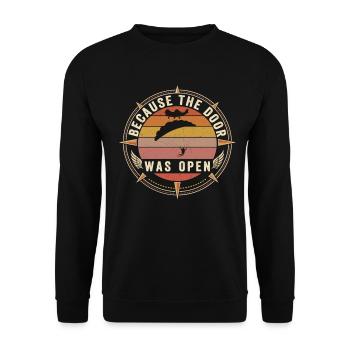 Fallschirmspringer Retro Himmel Flug - Unisex Pullover - Schwarz - Vorne - Alina (178cm) & Michal (187cm)