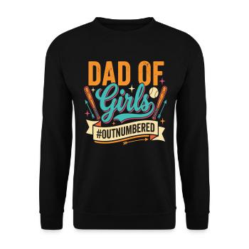 Dad of Girls Baseball Papa Töchter Sport - Unisex Pullover - Schwarz - Vorne - Alina (178cm) & Michal (187cm)