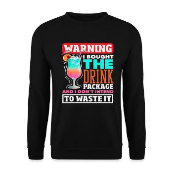 Drink Package Warning Alcohol Cruise - Unisex Sweatshirt - black - Front - Alina (178cm) & Michal (187cm)