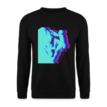Glitch Art Climber Silhouette Modern - Unisex Sweatshirt - black - Front - Alina (178cm) & Michal (187cm)