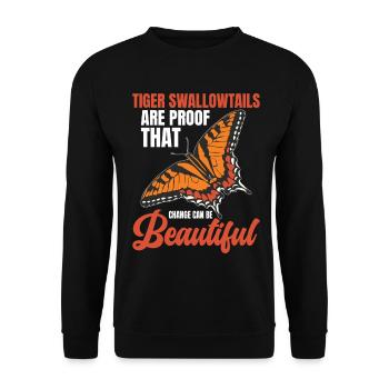 Entomologie-Liebhaber Schmetterlingsinsekt Östlicher Tiger - Unisex Pullover - Schwarz - Vorne - Alina (178cm) & Michal (187cm)