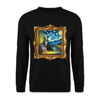 Sphynxkatze Starry Night - Unisex Pullover - Schwarz - Vorne - Alina (178cm) & Michal (187cm)