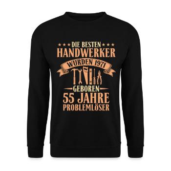 Bester Handwerker 1971 - 55. Geburtstag Geschenk - Unisex Pullover - Schwarz - Vorne - Alina (178cm) & Michal (187cm)