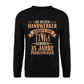Handwerker 35. Geburtstag Geschenk - Jahrgang 1991 - Unisex Pullover - Schwarz - Vorne - Alina (178cm) & Michal (187cm)
