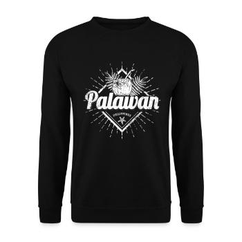 Palawan Island in Philippines Coconut Souvenir - Unisex Sweatshirt - black - Front - Alina (178cm) & Michal (187cm)