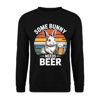 Hase T-Shirt Some Bunny Needs Beer - Unisex Sweatshirt - black - Front - Alina (178cm) & Michal (187cm)