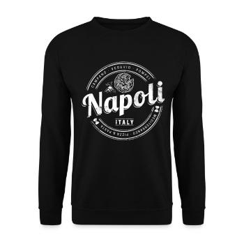 Neapel Italien mit Vesuv und Pizza Retro Souvenir - Unisex Pullover - Schwarz - Vorne - Alina (178cm) & Michal (187cm)