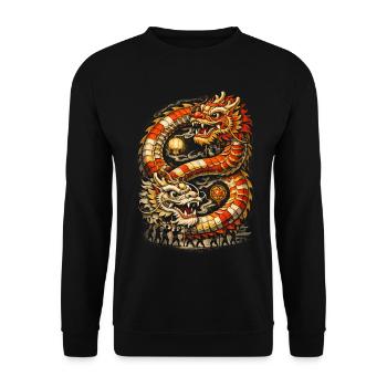 Dragon Dance Drachentanz - Unisex Pullover - Schwarz - Vorne - Alina (178cm) & Michal (187cm)
