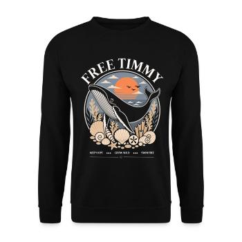 Humpback Whale Timmy Hope Statement Merch - Unisex Sweatshirt - black - Front - Alina (178cm) & Michal (187cm)