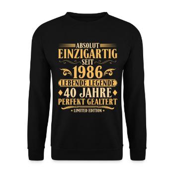 Einzigartig seit 1986 Baujahr 40. Geburtstag - Unisex Pullover - Schwarz - Vorne - Alina (178cm) & Michal (187cm)