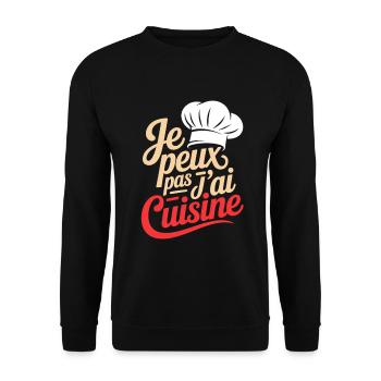 Je peux pas j'ai Cuisine humour chef cuisinier - Sweat-shirt Unisexe - noir - Devant - Alina (178cm) & Michal (187cm)