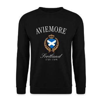 Aviemore Schottland Wappen Krone – Reise Souvenir - Unisex Pullover - Schwarz - Vorne - Alina (178cm) & Michal (187cm)