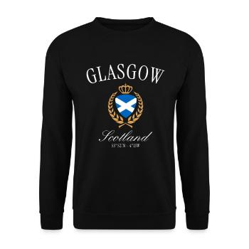Glasgow Scotland Coat of Arms Crown – Travel Souvenir - Unisex Sweatshirt - black - Front - Alina (178cm) & Michal (187cm)