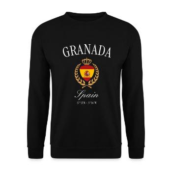 Granada Spain Coat of Arms Crown – Travel Souvenir - Unisex Sweatshirt - black - Front - Alina (178cm) & Michal (187cm)