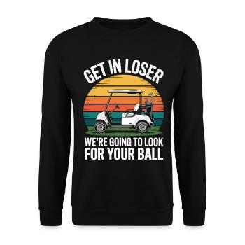 Golf Cart T-Shirt Gift Golf Fans and Golf Course - Unisex Sweatshirt - black - Front - Alina (178cm) & Michal (187cm)