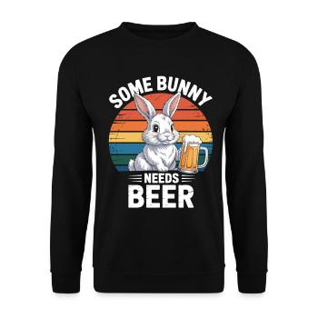 Hase T-Shirt Some Bunny Needs Beer - Unisex Sweatshirt - black - Front - Alina (178cm) & Michal (187cm)