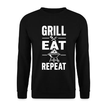 Grill Eat Repeat – The must-have for grill masters - Unisex Sweatshirt - black - Front - Alina (178cm) & Michal (187cm)