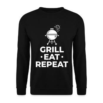 Grill Eat Repeat – The must-have for grill masters - Unisex Sweatshirt - black - Front - Alina (178cm) & Michal (187cm)