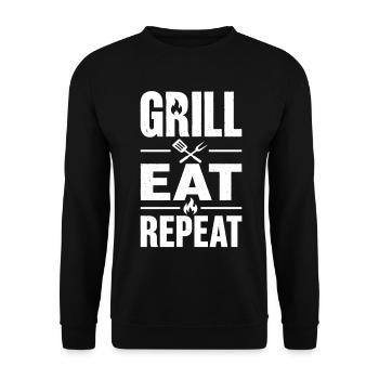 Grill Eat Repeat – The must-have for grill masters - Unisex Sweatshirt - black - Front - Alina (178cm) & Michal (187cm)