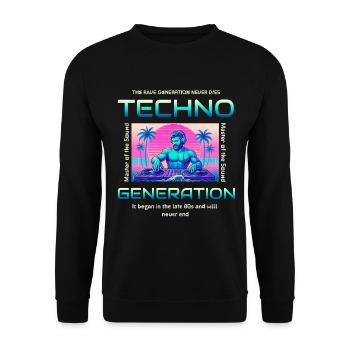 Techno Generation Rave DJ Synthwave Retro - Unisex Sweatshirt - black - Front - Alina (178cm) & Michal (187cm)