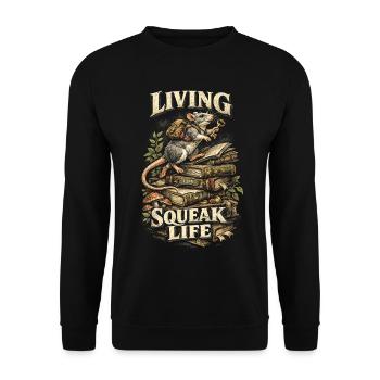 Farbratte Fancy Rat Hausratte Living Squeak Life - Unisex Pullover - Schwarz - Vorne - Alina (178cm) & Michal (187cm)